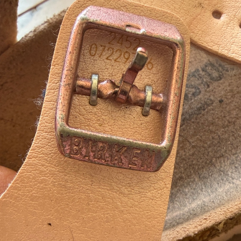 Birkenstock Tan Suede Footbed Sandals - Picture 5 of 6